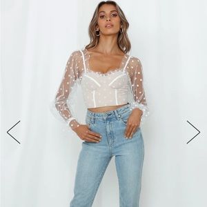 Hello Molly Malibu Sunset Top White New